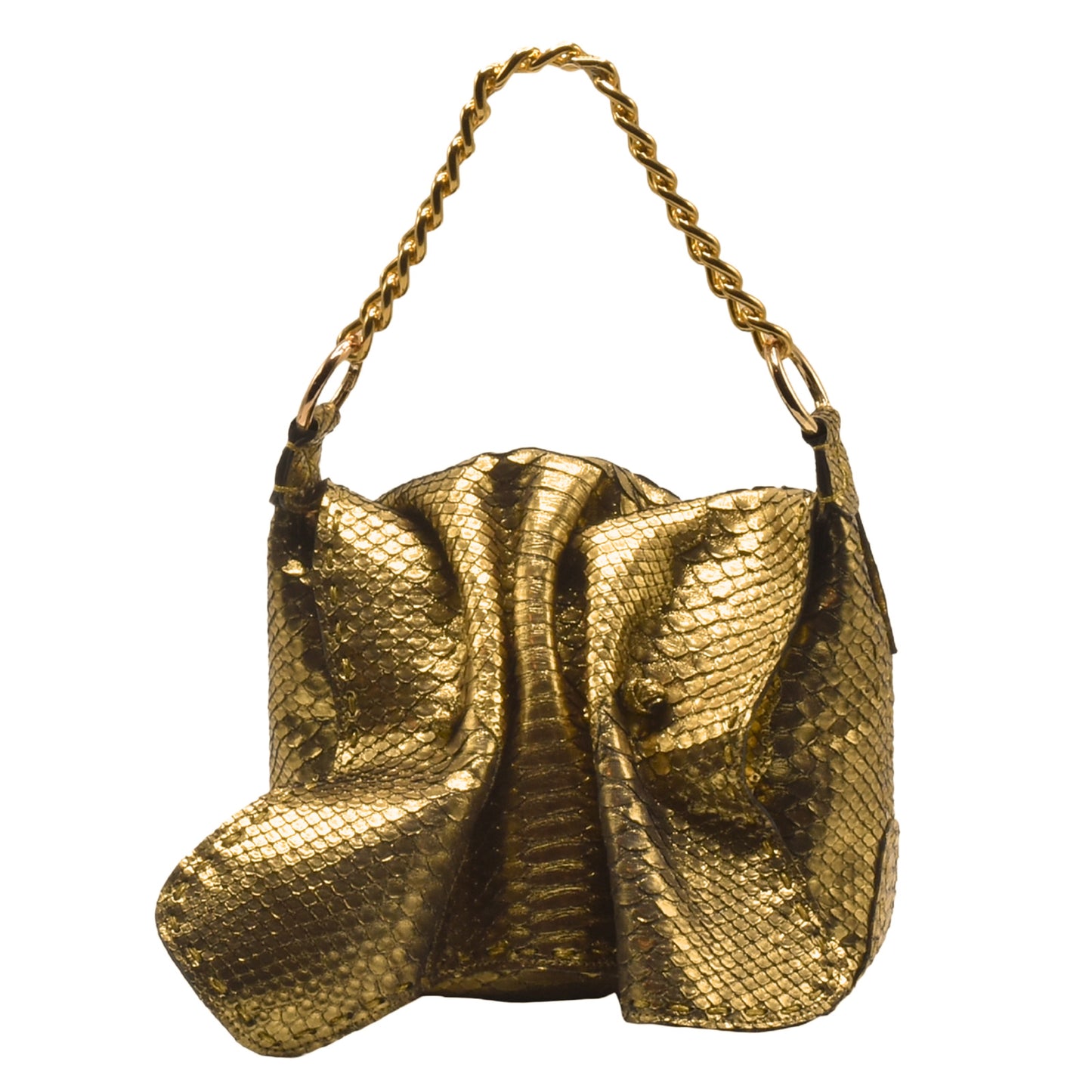 Genuine Python Shoulder Butterfly Bag Gold