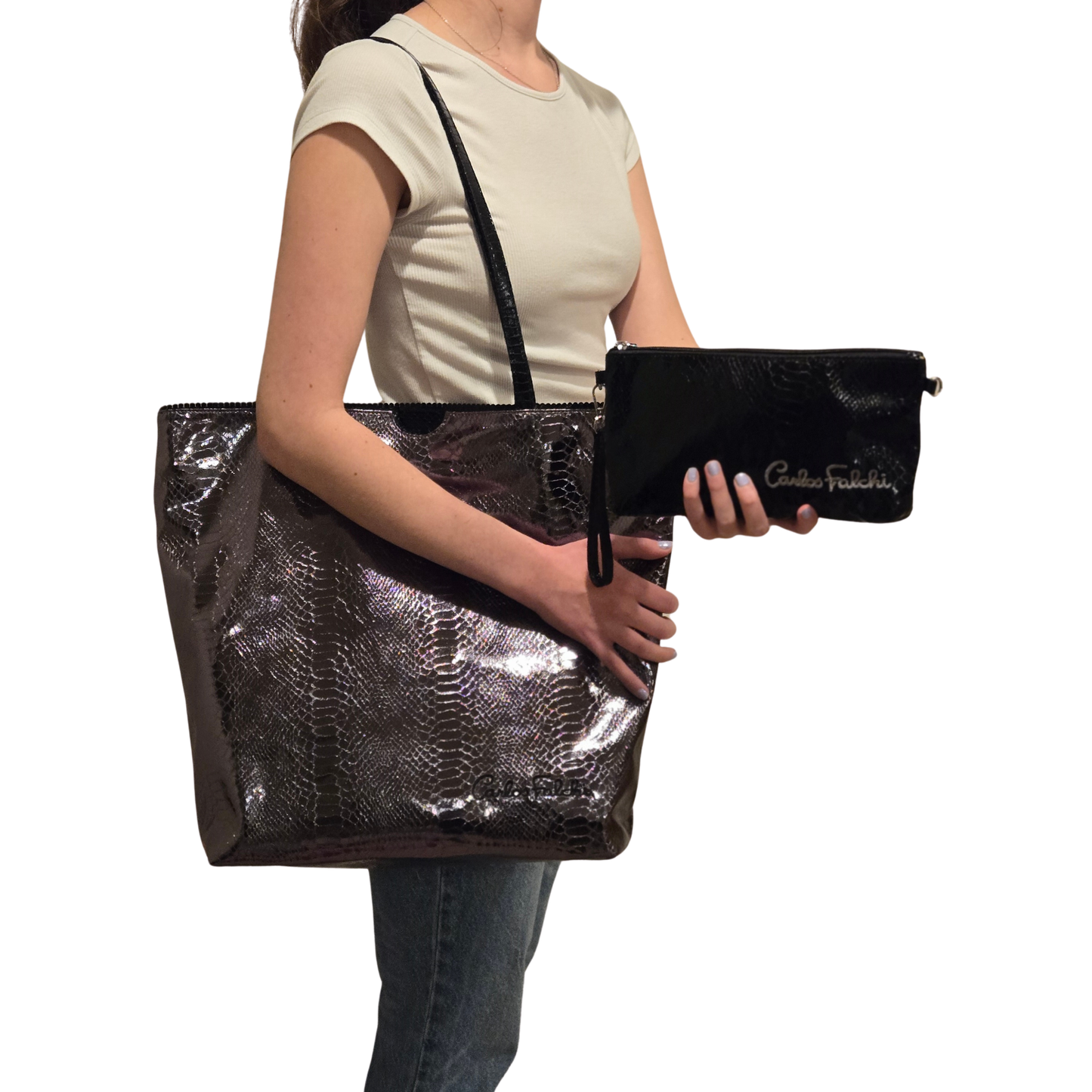 Vegan Python Tote