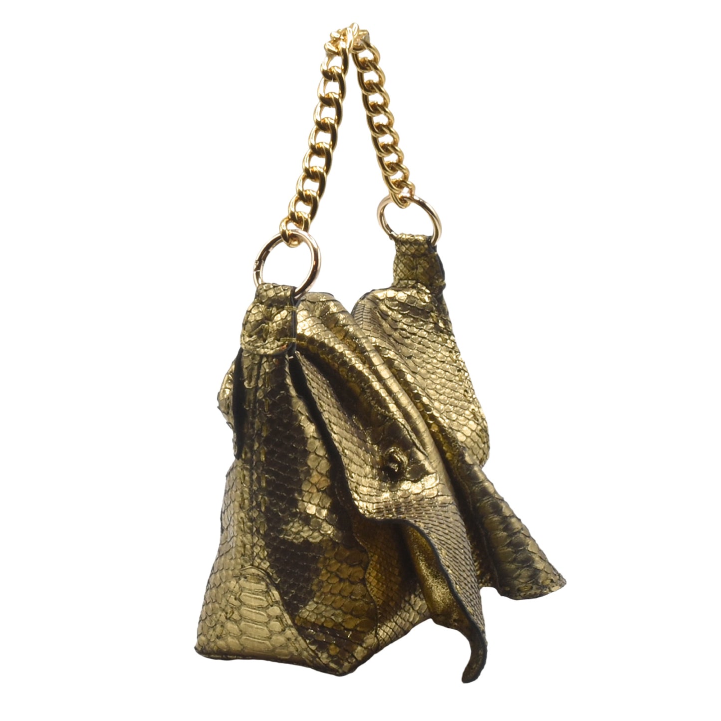 Genuine Python Shoulder Butterfly Bag Gold